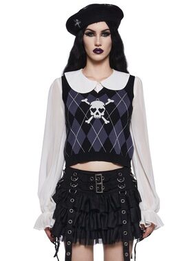 WIDOW Black & Gray Knit Sweater Vest NWT